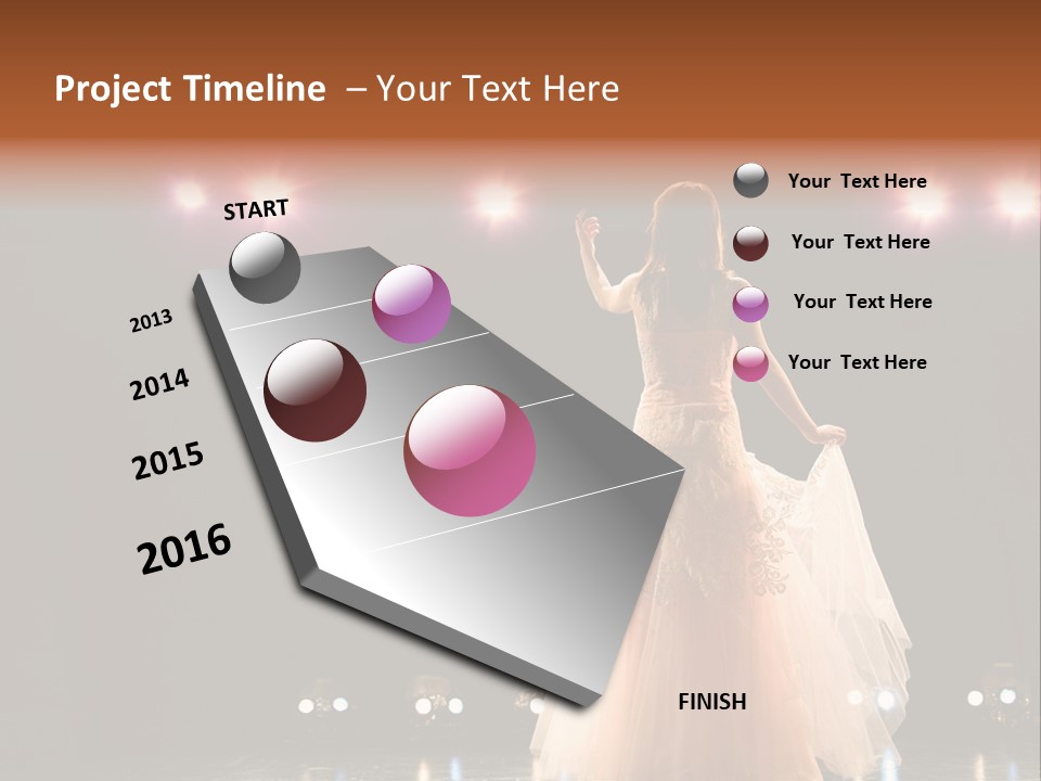 Girl In Long Gown Performing On Stage PowerPoint Template