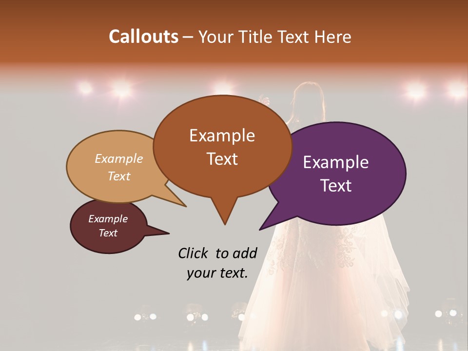 Girl In Long Gown Performing On Stage PowerPoint Template