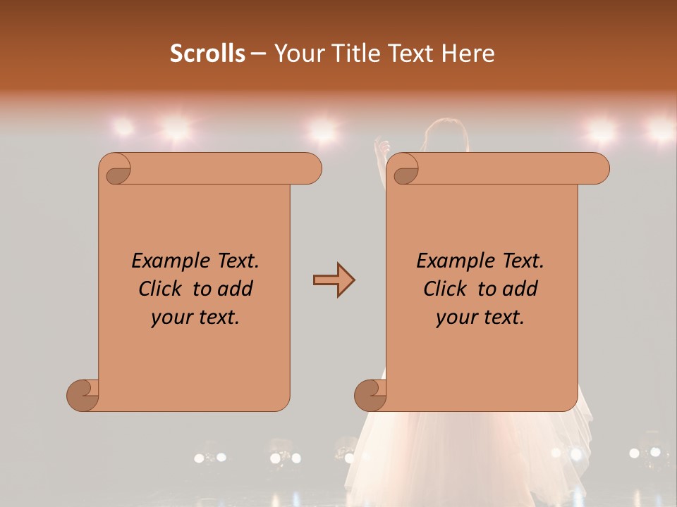 Girl In Long Gown Performing On Stage PowerPoint Template