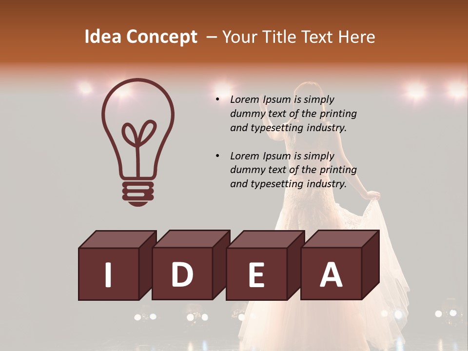 Girl In Long Gown Performing On Stage PowerPoint Template