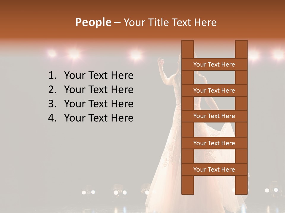 Girl In Long Gown Performing On Stage PowerPoint Template