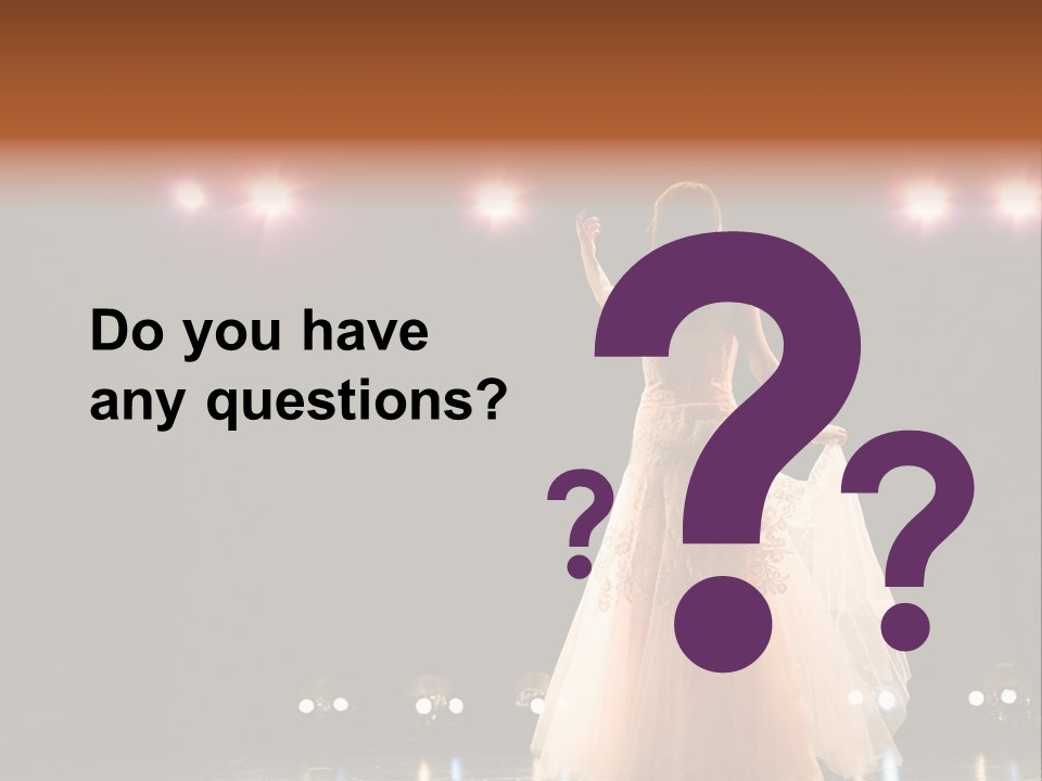 Girl In Long Gown Performing On Stage PowerPoint Template