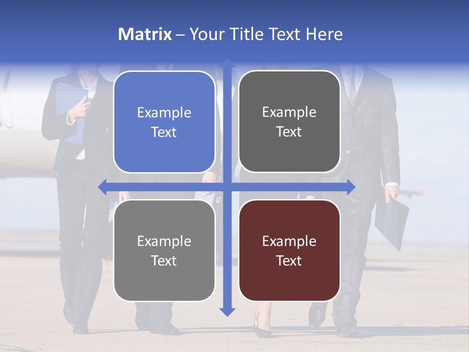 Group Of Successful People Walking On The Background Of The Airplane PowerPoint Template