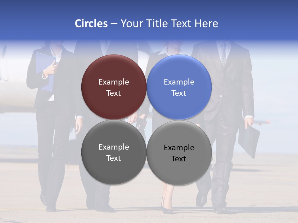 Group Of Successful People Walking On The Background Of The Airplane PowerPoint Template