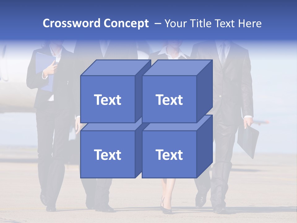 Group Of Successful People Walking On The Background Of The Airplane PowerPoint Template