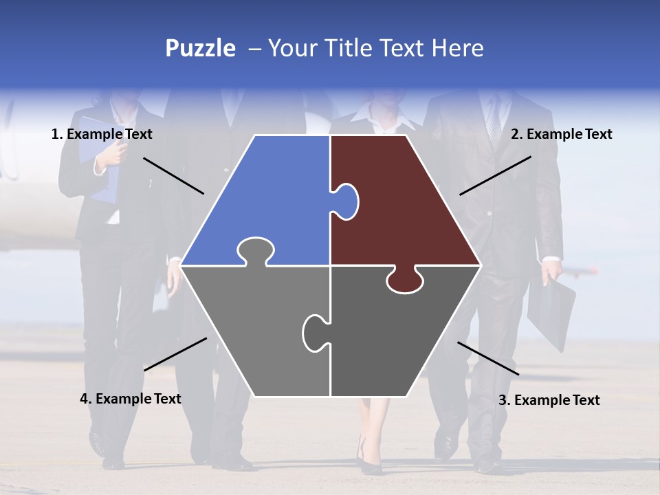 Group Of Successful People Walking On The Background Of The Airplane PowerPoint Template