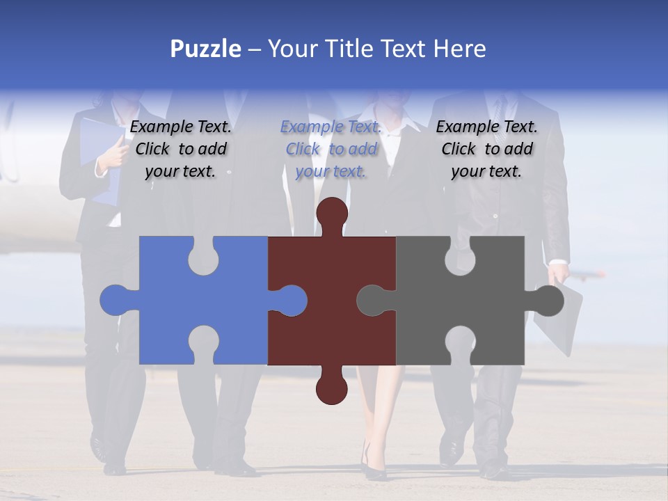 Group Of Successful People Walking On The Background Of The Airplane PowerPoint Template