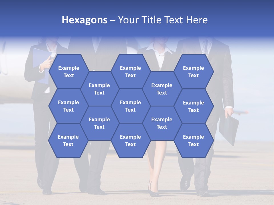 Group Of Successful People Walking On The Background Of The Airplane PowerPoint Template