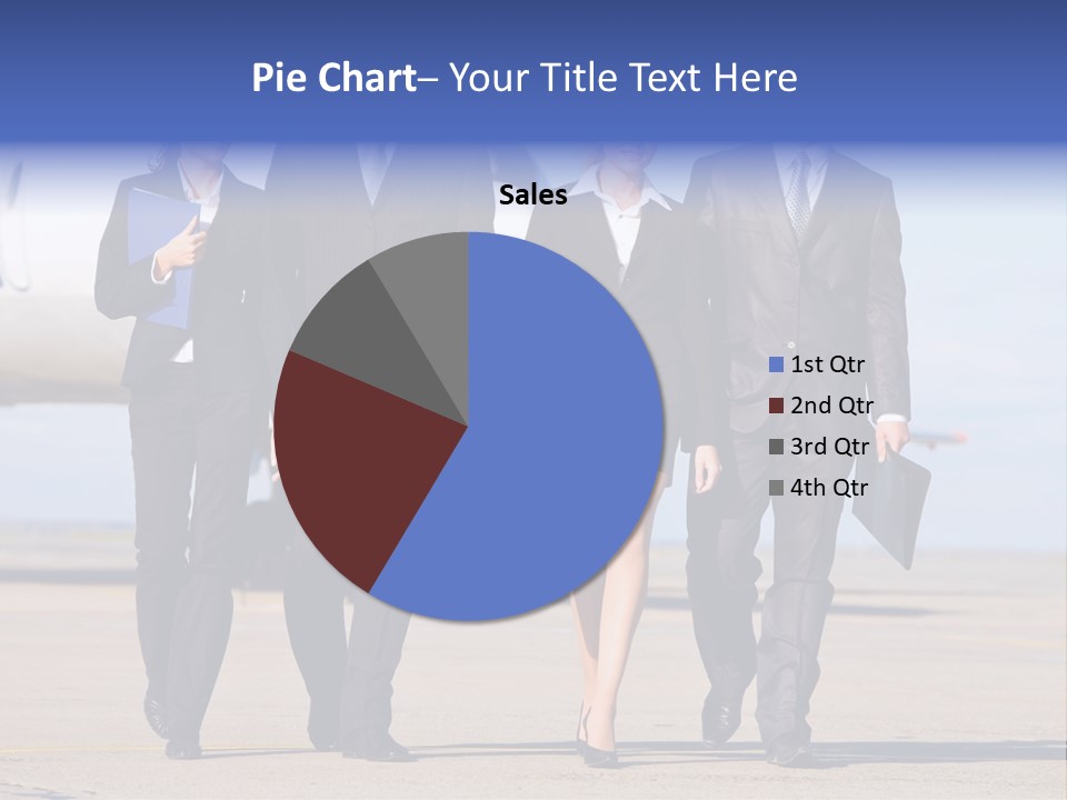Group Of Successful People Walking On The Background Of The Airplane PowerPoint Template