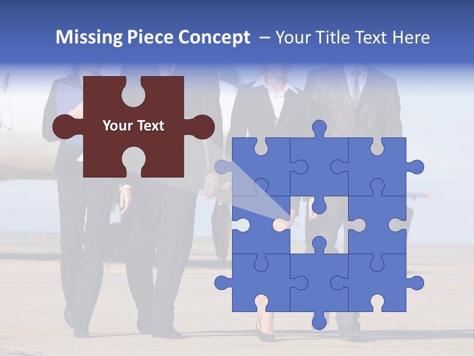 Group Of Successful People Walking On The Background Of The Airplane PowerPoint Template