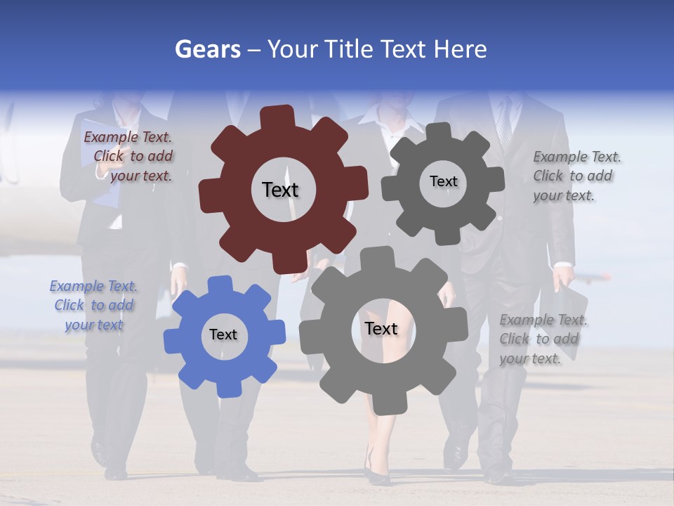 Group Of Successful People Walking On The Background Of The Airplane PowerPoint Template