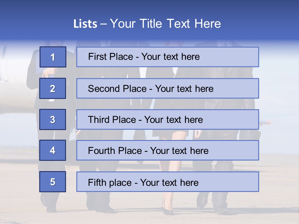 Group Of Successful People Walking On The Background Of The Airplane PowerPoint Template