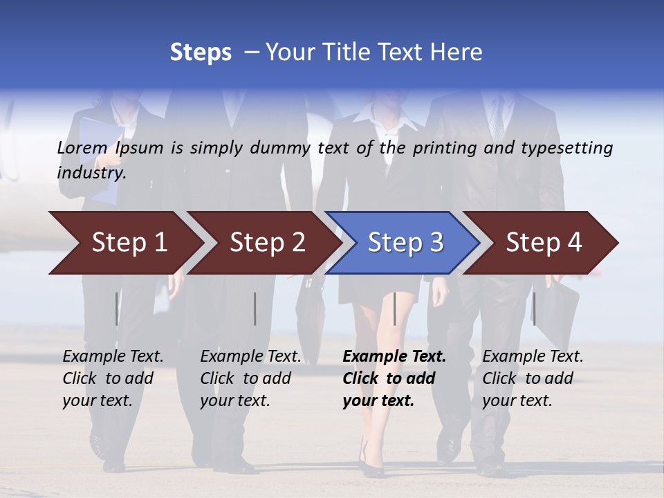 Group Of Successful People Walking On The Background Of The Airplane PowerPoint Template