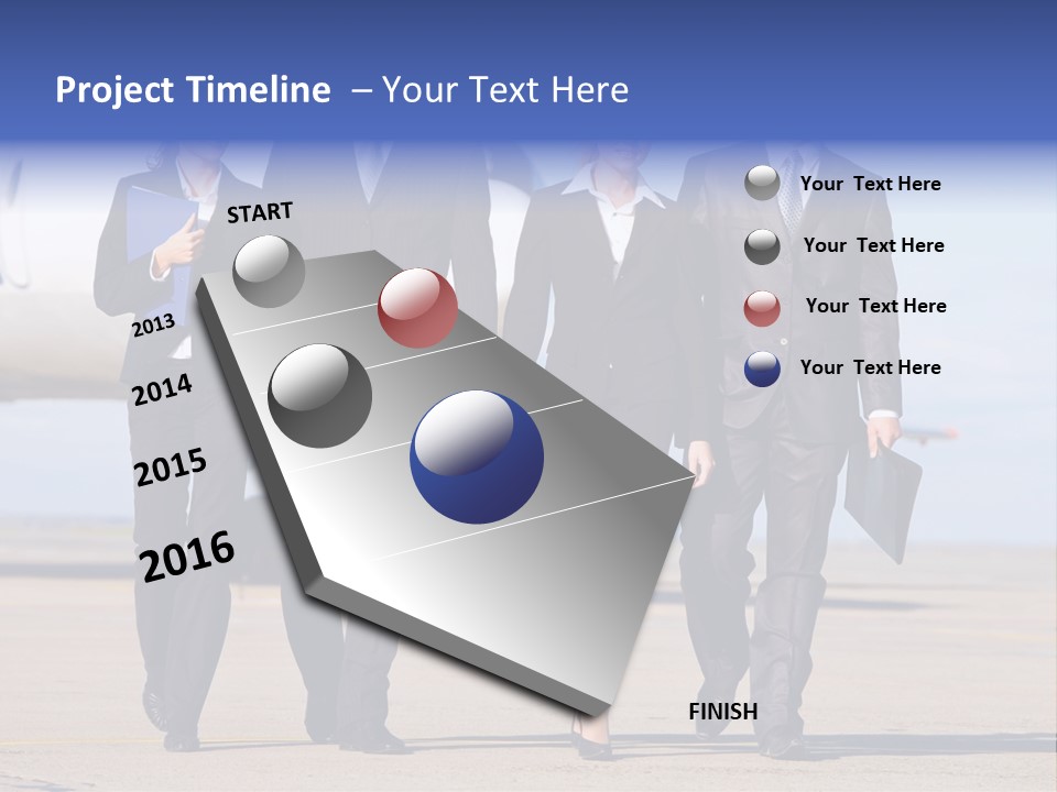 Group Of Successful People Walking On The Background Of The Airplane PowerPoint Template