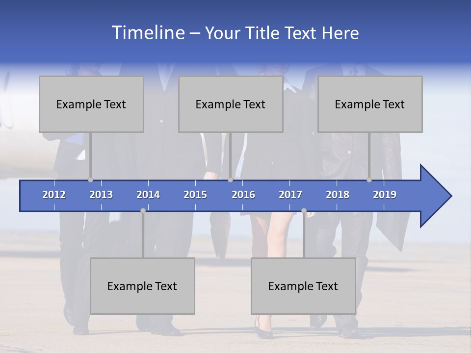 Group Of Successful People Walking On The Background Of The Airplane PowerPoint Template
