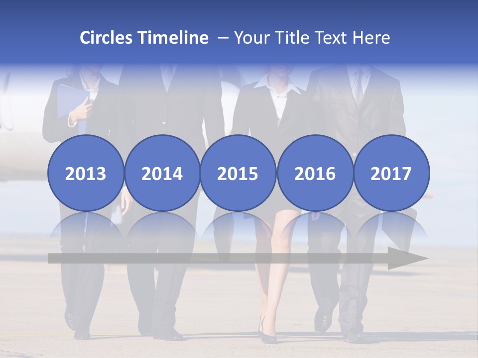 Group Of Successful People Walking On The Background Of The Airplane PowerPoint Template