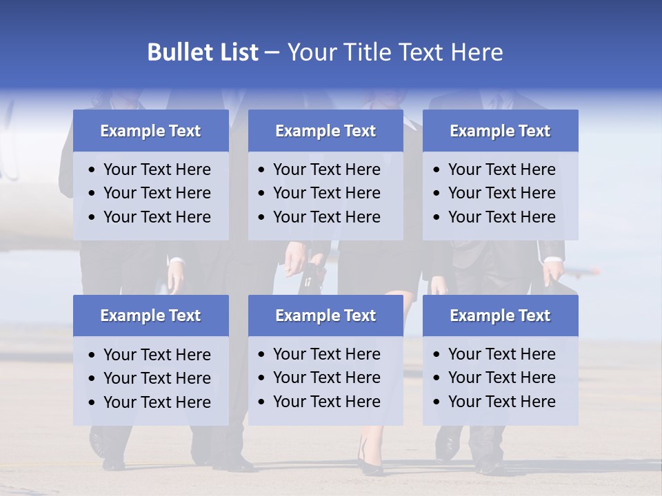 Group Of Successful People Walking On The Background Of The Airplane PowerPoint Template