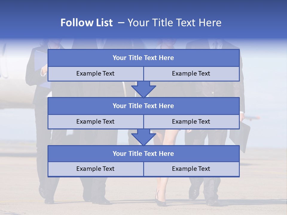 Group Of Successful People Walking On The Background Of The Airplane PowerPoint Template
