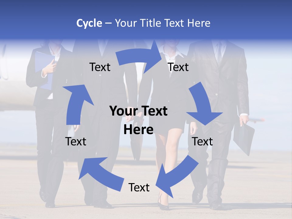 Group Of Successful People Walking On The Background Of The Airplane PowerPoint Template