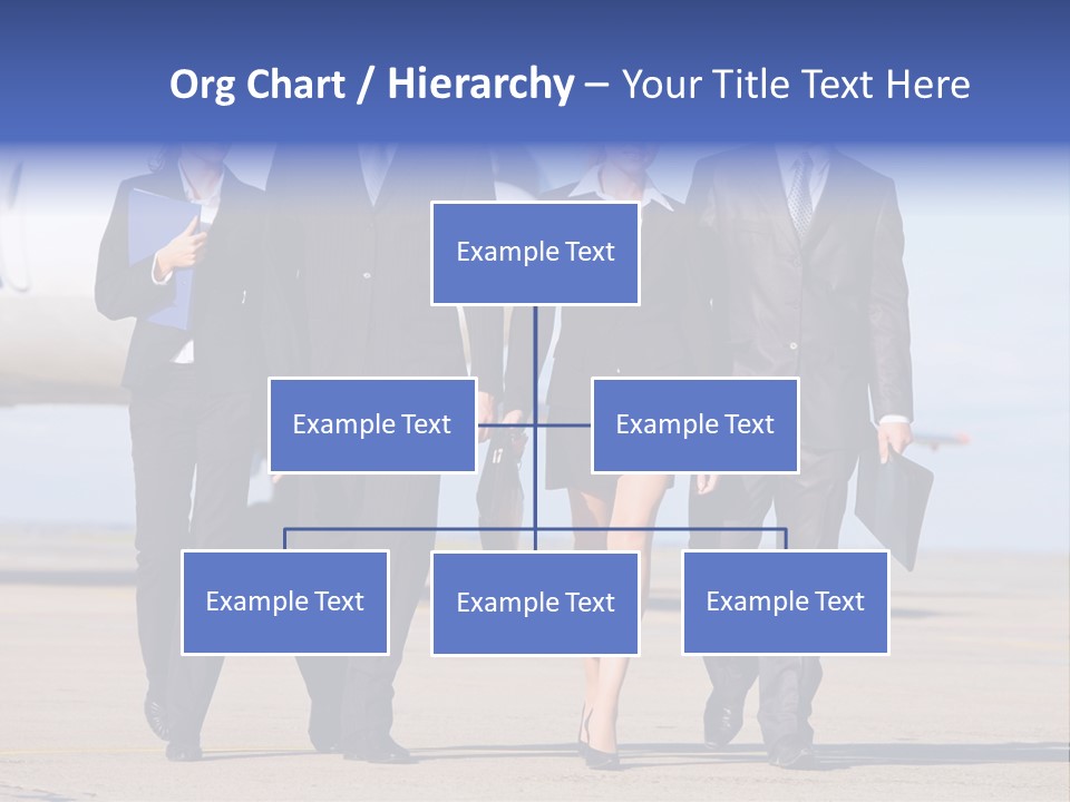 Group Of Successful People Walking On The Background Of The Airplane PowerPoint Template