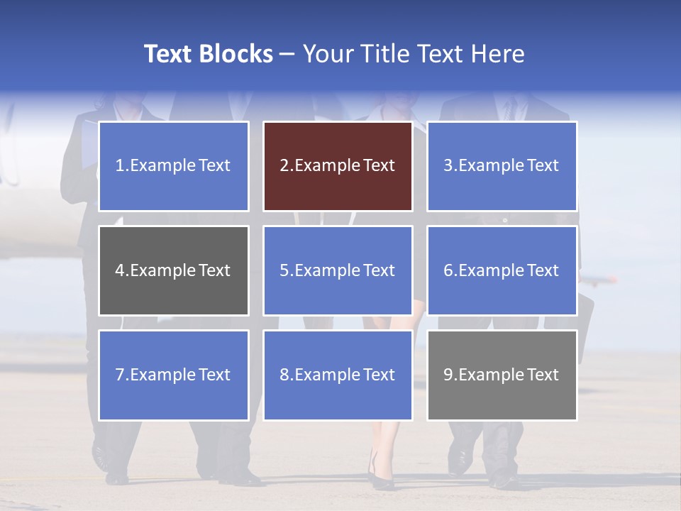 Group Of Successful People Walking On The Background Of The Airplane PowerPoint Template