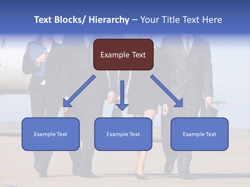 Group Of Successful People Walking On The Background Of The Airplane PowerPoint Template