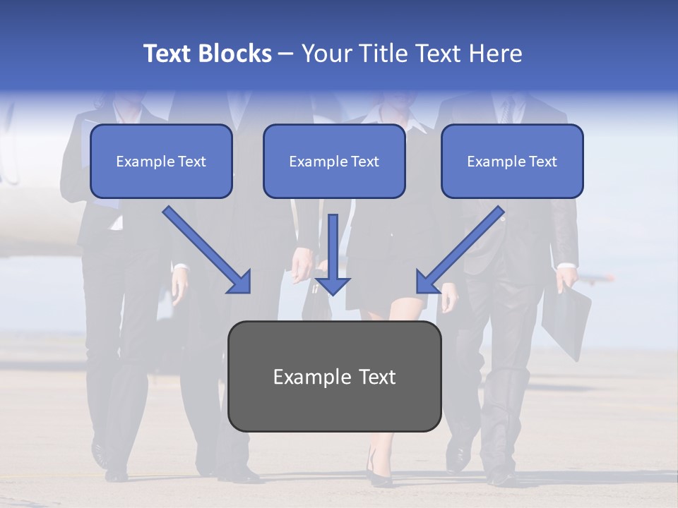 Group Of Successful People Walking On The Background Of The Airplane PowerPoint Template