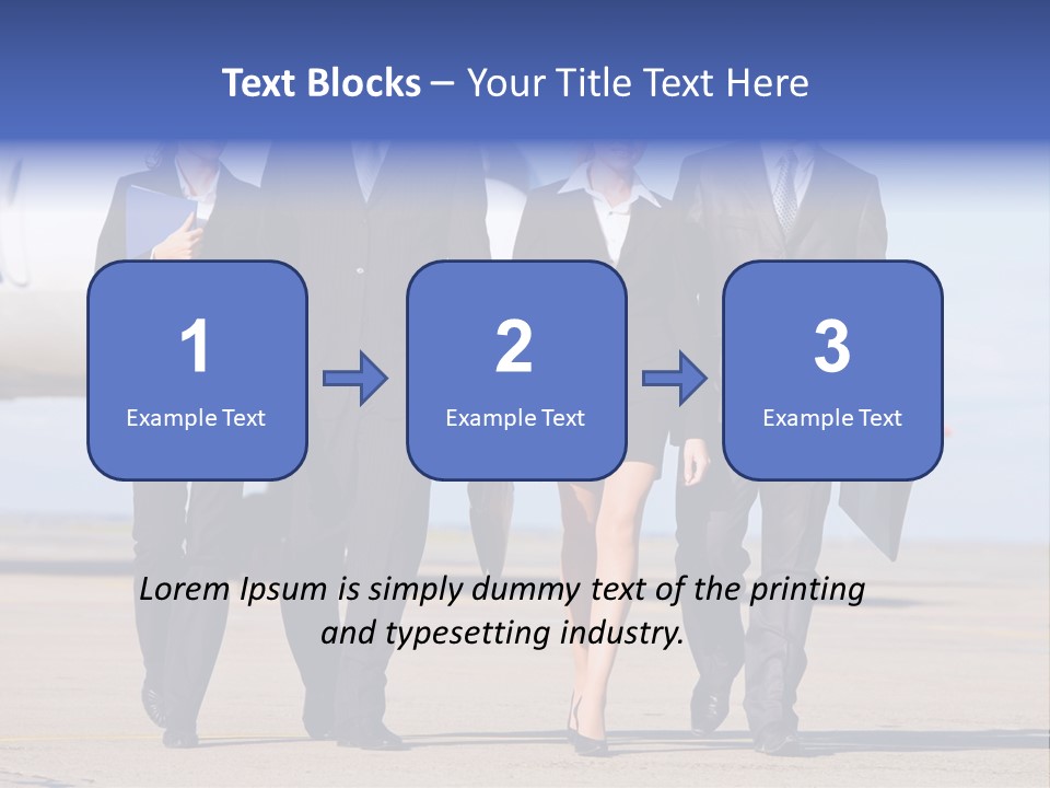 Group Of Successful People Walking On The Background Of The Airplane PowerPoint Template