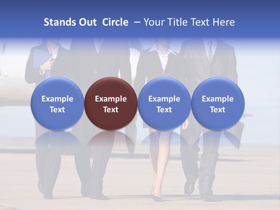 Group Of Successful People Walking On The Background Of The Airplane PowerPoint Template