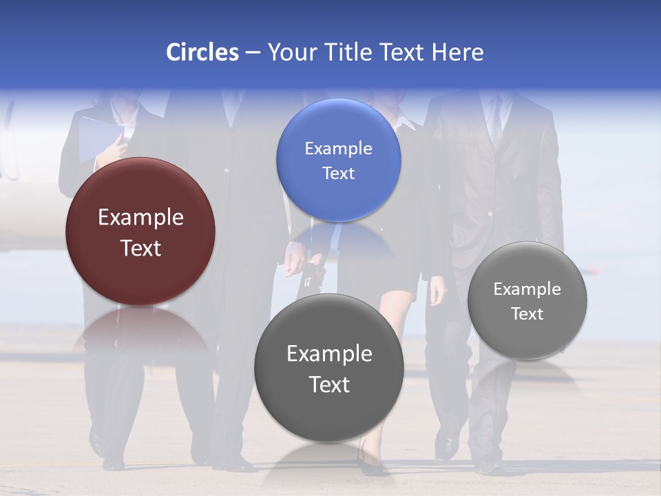 Group Of Successful People Walking On The Background Of The Airplane PowerPoint Template