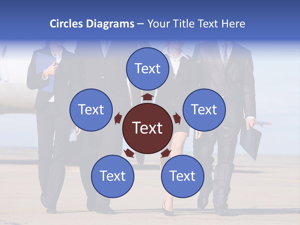 Group Of Successful People Walking On The Background Of The Airplane PowerPoint Template