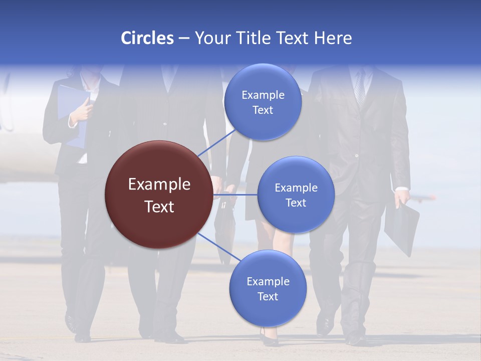 Group Of Successful People Walking On The Background Of The Airplane PowerPoint Template