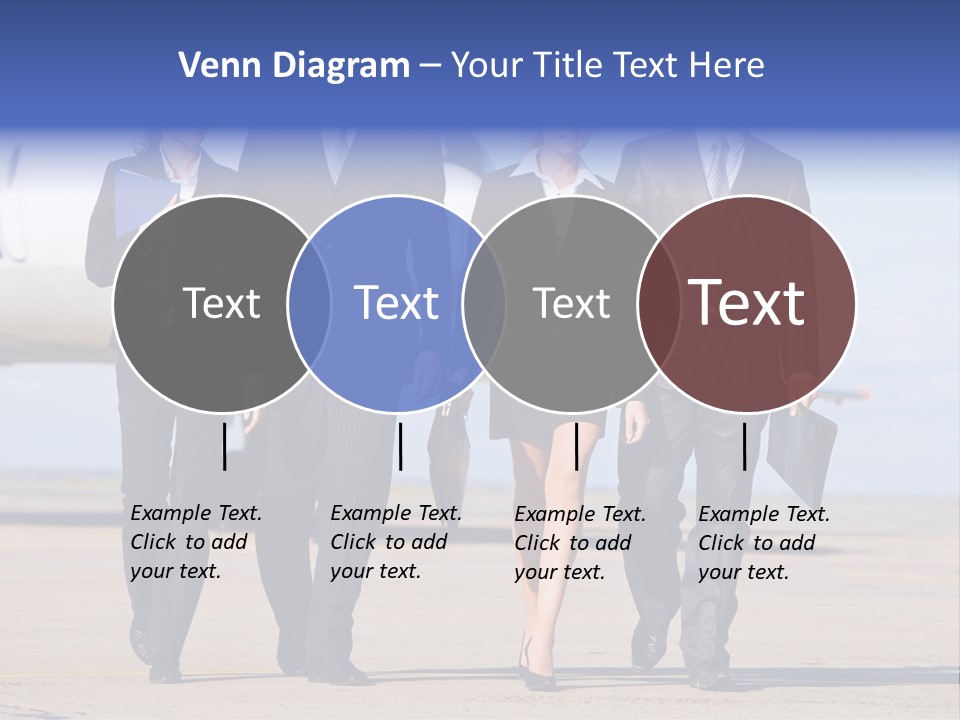 Group Of Successful People Walking On The Background Of The Airplane PowerPoint Template