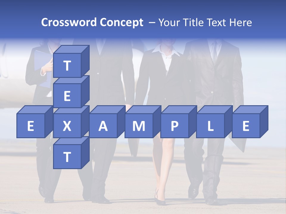 Group Of Successful People Walking On The Background Of The Airplane PowerPoint Template