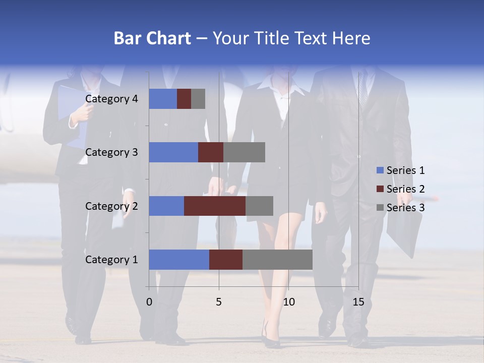 Group Of Successful People Walking On The Background Of The Airplane PowerPoint Template