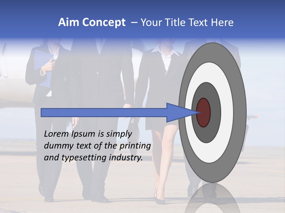 Group Of Successful People Walking On The Background Of The Airplane PowerPoint Template