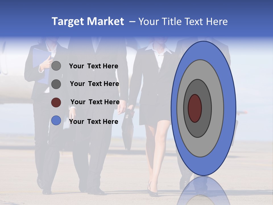 Group Of Successful People Walking On The Background Of The Airplane PowerPoint Template