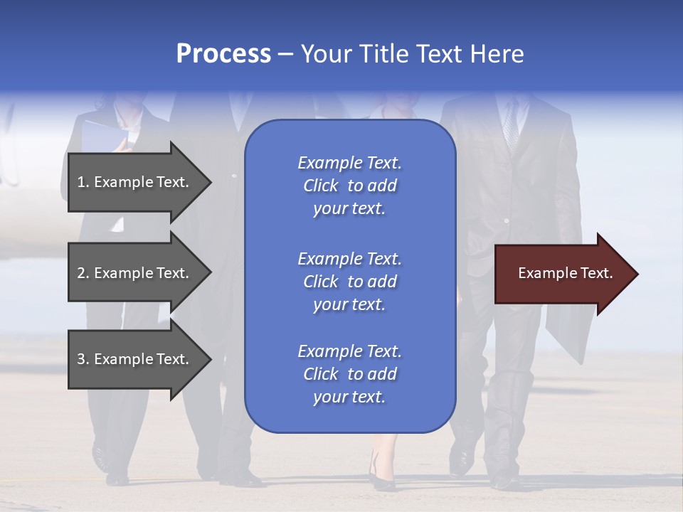 Group Of Successful People Walking On The Background Of The Airplane PowerPoint Template