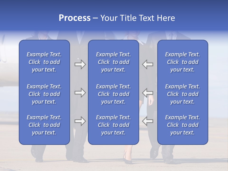 Group Of Successful People Walking On The Background Of The Airplane PowerPoint Template
