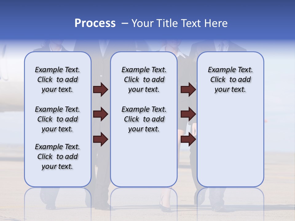 Group Of Successful People Walking On The Background Of The Airplane PowerPoint Template