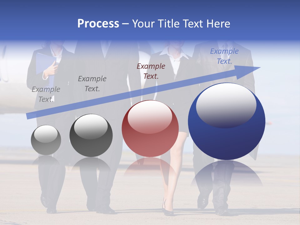 Group Of Successful People Walking On The Background Of The Airplane PowerPoint Template