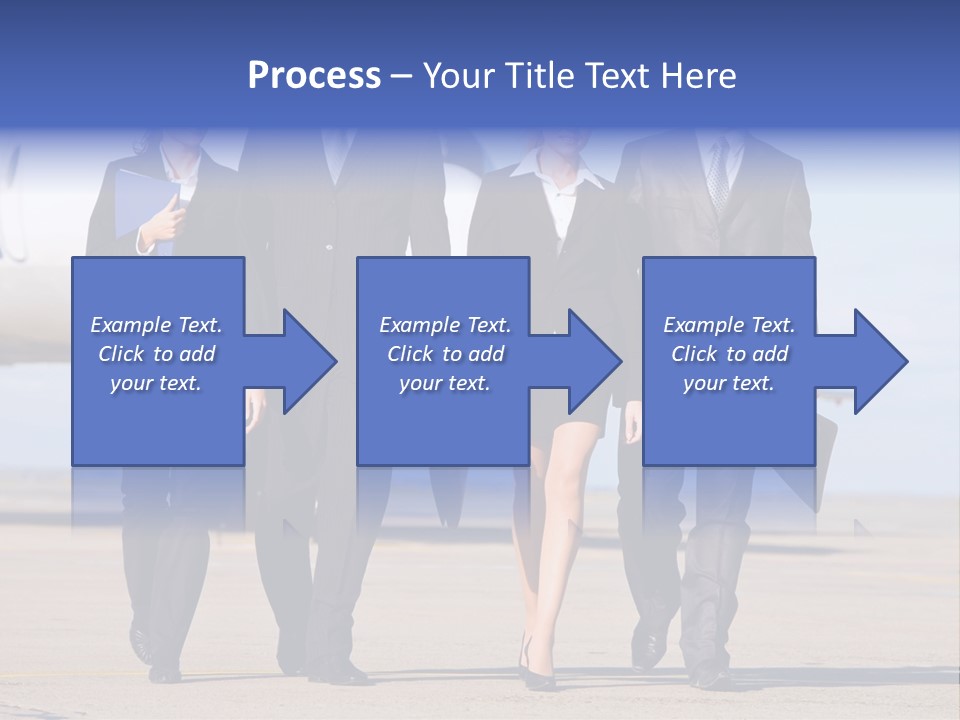 Group Of Successful People Walking On The Background Of The Airplane PowerPoint Template