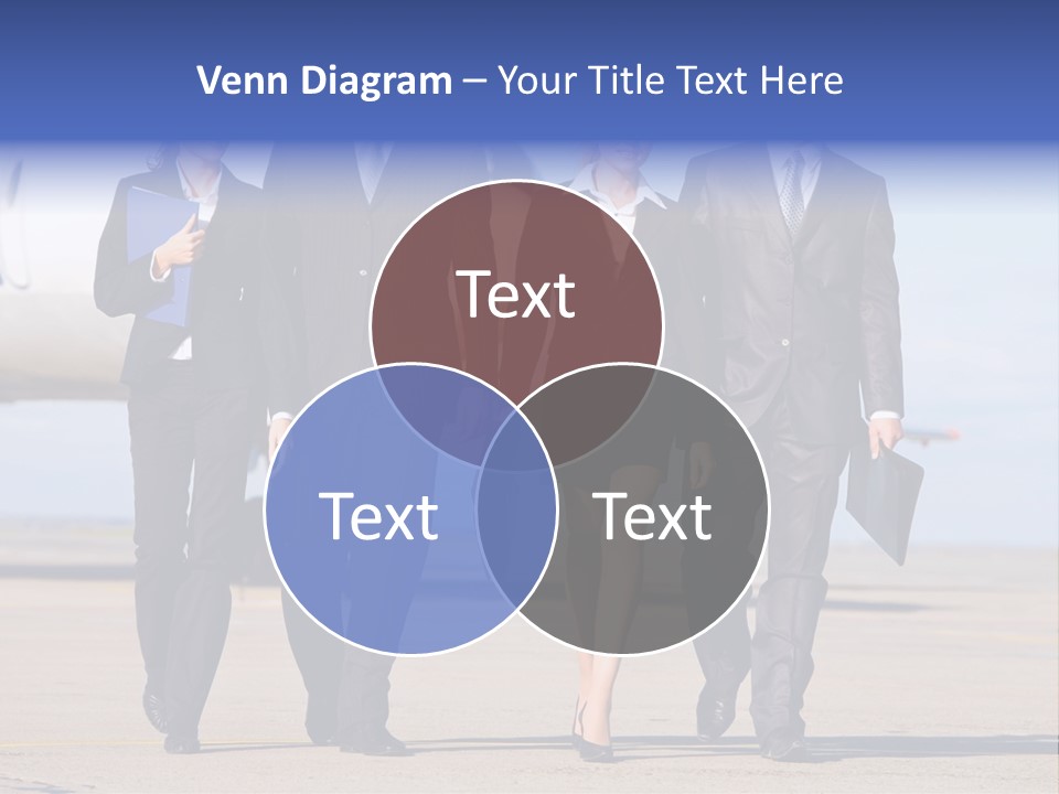 Group Of Successful People Walking On The Background Of The Airplane PowerPoint Template