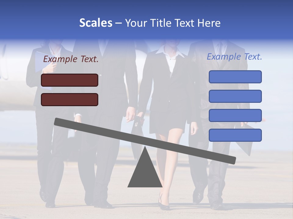 Group Of Successful People Walking On The Background Of The Airplane PowerPoint Template