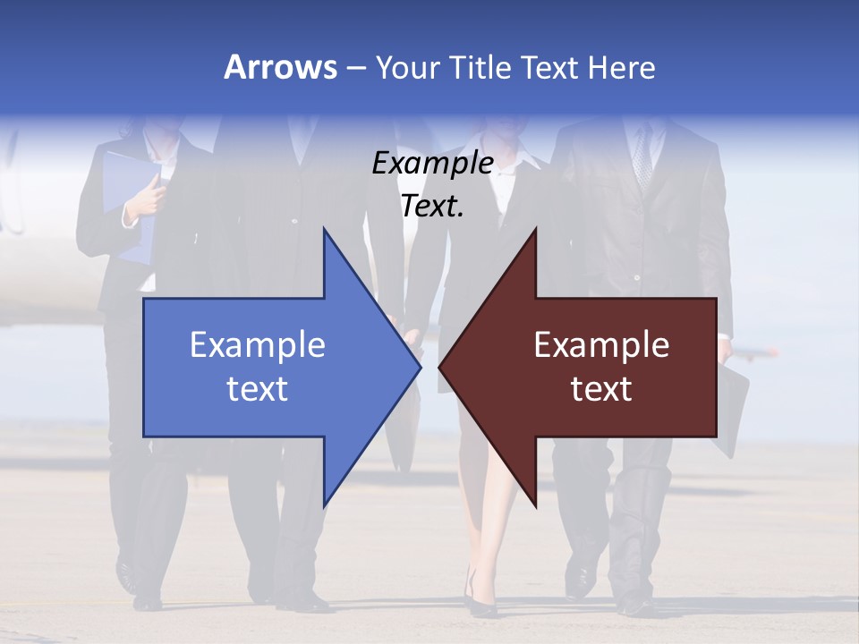 Group Of Successful People Walking On The Background Of The Airplane PowerPoint Template