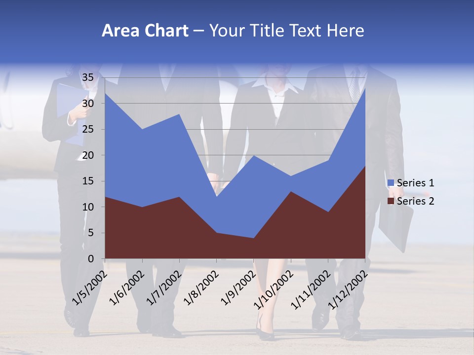 Group Of Successful People Walking On The Background Of The Airplane PowerPoint Template