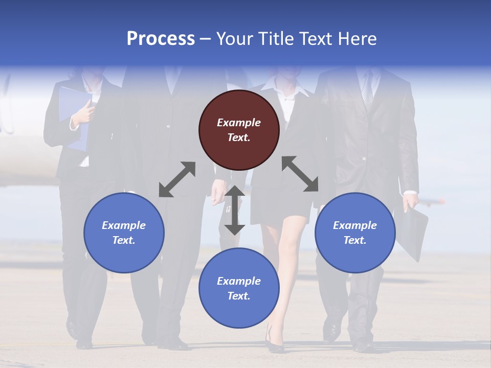 Group Of Successful People Walking On The Background Of The Airplane PowerPoint Template