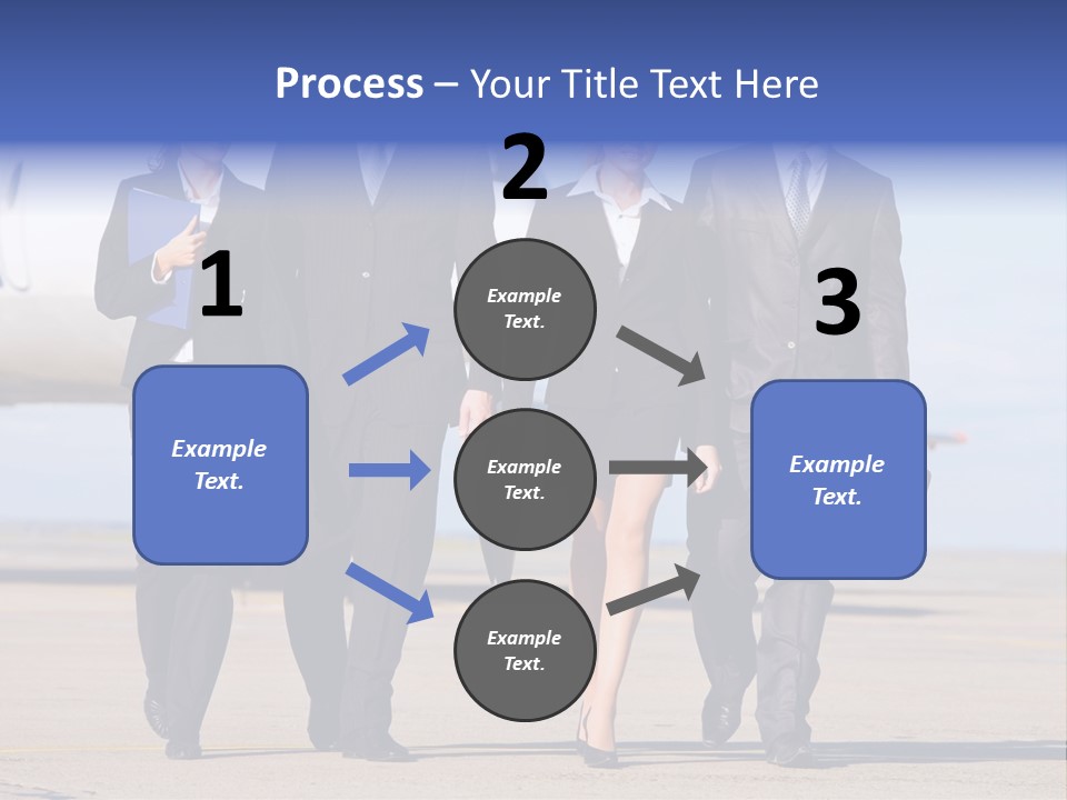 Group Of Successful People Walking On The Background Of The Airplane PowerPoint Template