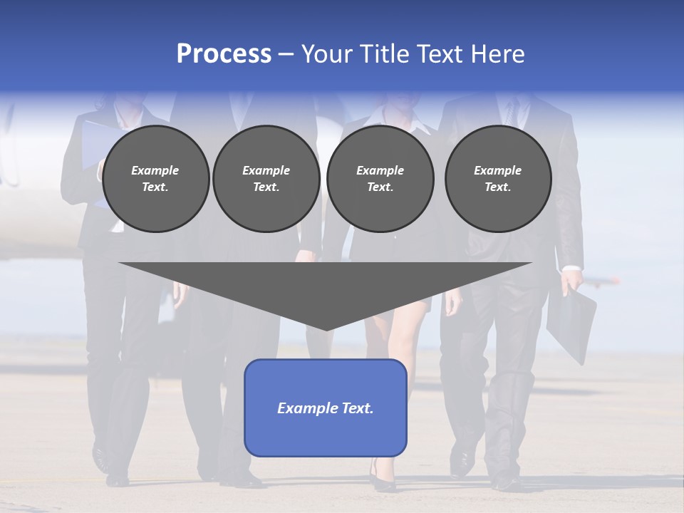 Group Of Successful People Walking On The Background Of The Airplane PowerPoint Template