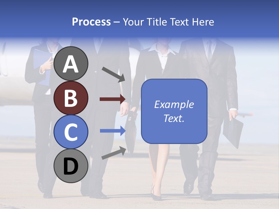 Group Of Successful People Walking On The Background Of The Airplane PowerPoint Template